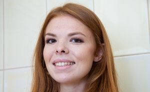 18 year old beauty Kaci Starr stripping off satin bra and panty set